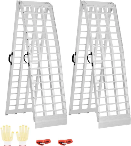 Vista 10 de VEVOR Rampas de acero, 1000 libras, 2 rampas resistentes con superficie de rampa más ancha, rampa de carga estable universal con asas, apta
