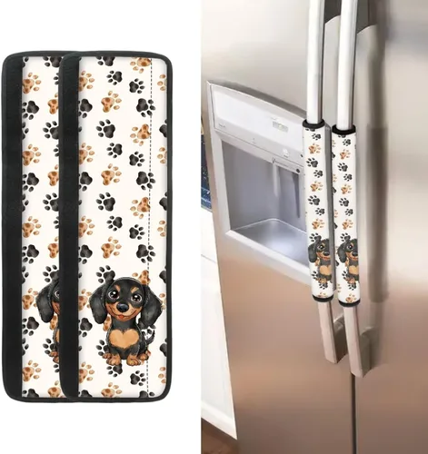 Vista 24 de Juego de 2 fundas para manija de puerta de refrigerador con estampado de copos de nieve de aguacate, protector de manija de puerta de cocina lavable