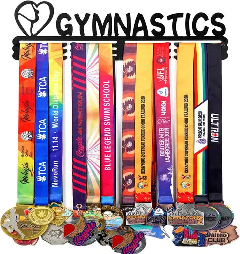 Vista 19 de Goutoports Estante de exhibición para colgar medallas, organizador personalizado de cinta de premios para corredores de carreras deportivas, placas