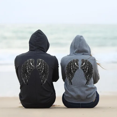 Vista 9 de Amosfun Sequin Angel Wings Embroidered Iron-on Clothes Applique Patch 2 Pairs Black DIY Garment Sewing Decor for Jackets Shirts Craft
