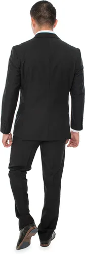 Vista 5 de Traje de tres piezas de dos botones negro elegante para hombre