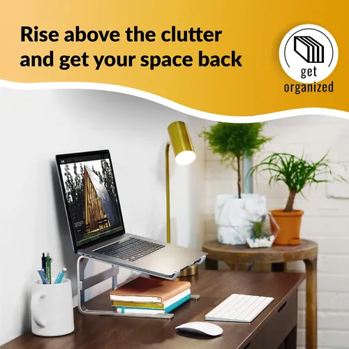 Vista 5 de OFFICE OWL Soporte de escritorio para laptop, ergonómico, portátil, elevador de computadora de aluminio para escritorio, soporte compatible