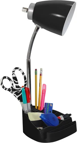 Vista 7 de Simple Designs LD1094-WHT - Lámpara de escritorio todo en uno de cuello de cisne de 18.5 pulgadas con soporte para iPad, soporte para libros y Blanco