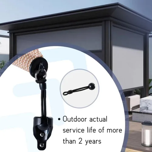 Vista 4 de Parasol universal tipo cuerda y persiana enrollable para persianas enrollables al aire libre (kit elástico negro)