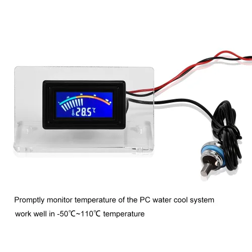 Vista 2 de Detector de temperatura PC Computadora de refrigeración por agua Detector de temperatura Termómetro digital/Dial Kit de marco de pantalla LCD