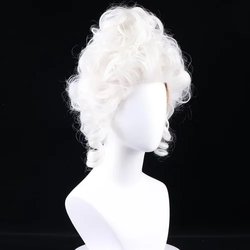 Vista 42 de Pelucas de disfraz de cosplay azul claro de 16 pulgadas para mujer, de 16 pulgadas, con flequillo lateral
