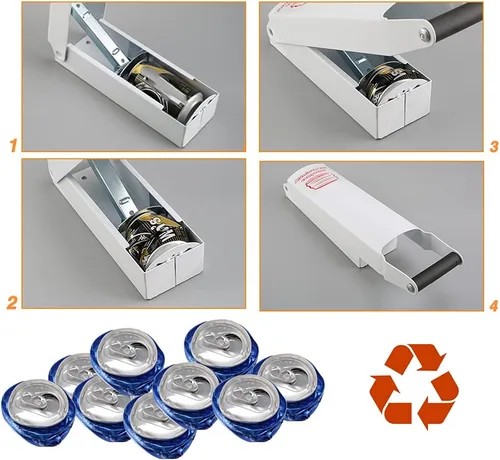 Vista 3 de Compactador de latas de aluminio blanco – Trituradora de latas de metal de 8/12/16 oz para montaje en pared resistente para seltzer de aluminio