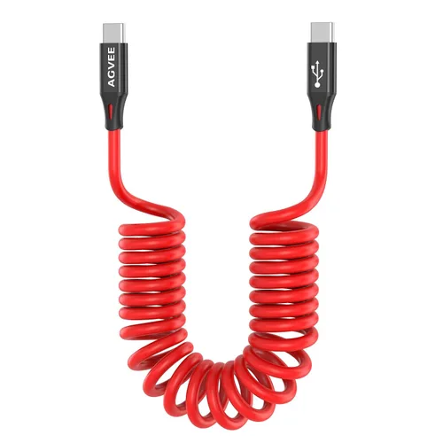 Vista 20 de AGVEE Cable de carga corto USB-C a Lightning en espiral de 1.5 pies [certificado MFI] Cable de carga rápida PD de 30 W en el automóvil para iPhone