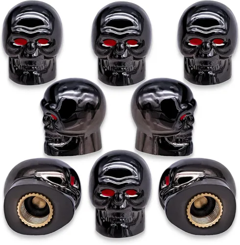 Vista 43 de 4 piezas de tapas de válvula de neumático estilo Cobra, forma de cabeza de serpiente, tapas universales de válvula de neumático con núcleo de cobre