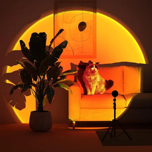 Vista 5 de Balkwan Lámpara de Piso con Proyección de Puesta de Sol, Lámpara Nocturna Led con Soporte Ajustable de 140cm, Rotación de 360 Grados, Luz de Red