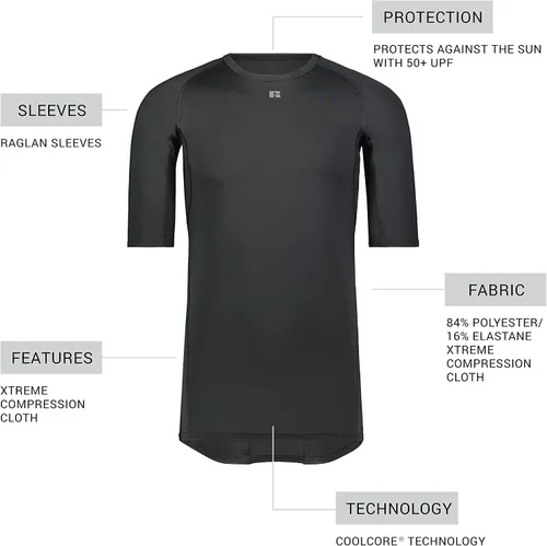 Vista 5 de Russell Athletic Camiseta de compresión estándar Coolcore de media manga para hombre
