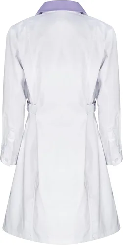 Vista 4 de Lorilida Vestido de manga larga con botones frontales para hospital, enfermera, médico, vestido de uniforme de laboratorio