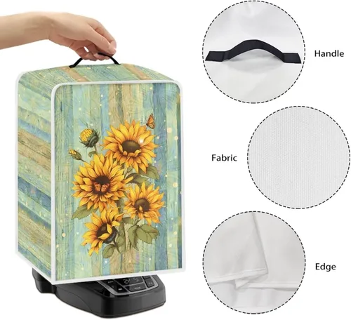 Vista 65 de Funda para cafetera, poliéster, azul, se adapta a la mayoría de máquinas de café estándar, protector resistente al polvo, huellas dactilares Playa