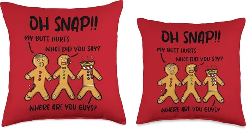Vista 3 de Oh Snap Gingerbread Man Christmas Designs Oh Snap Gingerbread Man Funny Christmas Cookie My Butt Hurts - Almohada de 16 x 16 pulgadas, multicolor