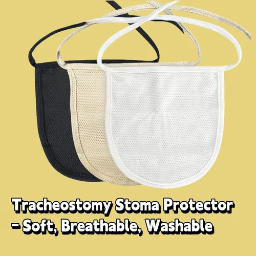Vista 3 de Funda de traqueotomía para adultos, protector de estoma de cuello transpirable, protector de estoma de traqueotomía de algodón suave para polvo