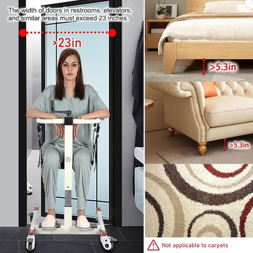 Vista 8 de Silla de transferencia elevadora para pacientes, ayuda de elevación portátil para ancianos/discapacitados, silla de transporte de cómoda de cabecera