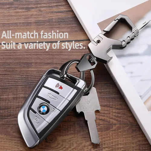 Vista 2 de Heavy Duty Keychain Opener with 2 Keyrings Car Keychains, Multifunctional Toolbox for Men and Women Car Keychains