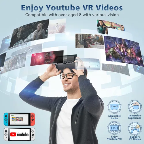 Vista 7 de Reemplazo de auriculares de realidad virtual para Nintendo Switch y Nintendo Switch OLED auriculares con interruptor de realidad virtual 3D de alta