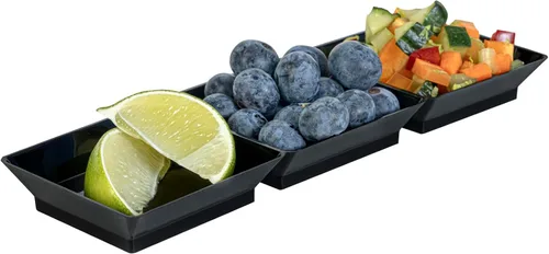 Vista 12 de Restaurantware Bandejas de salsa de 7.5 x 2.5 pulgadas, 100 platos desechables divididos para servir, tapas se venden por separado, de plástico Negro