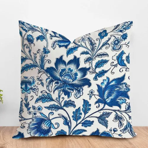 Vista 18 de ArogGeld Chinoiserie - Funda de almohada decorativa con diseño de pájaro y pájaro azul con flores y pájaros asiáticos, funda de cojín decorativa