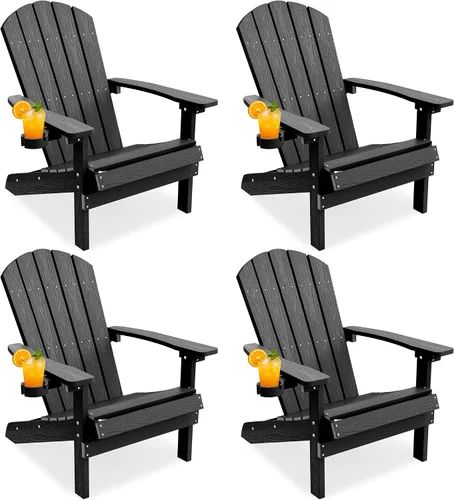 Vista 26 de YEFU Silla Adirondack de plástico resistente a la intemperie, sillas de patio con instalación fácil en 5 pasos, se ve exactamente como madera real