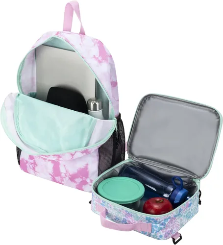 Vista 2 de Champion Combo de mochila y almuerzo para jóvenes, Caramelo rosaAzul Aruba
