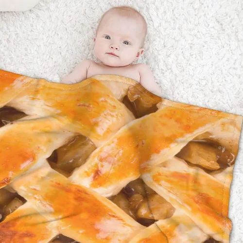 Vista 3 de Manta de regalo de franela de forro polar con diseño de pastel de manzana, manta realista e interesante para alimentos, ligera, suave, bonita
