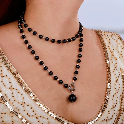Vista 6 de Aimimier Delicado collar de perlas de imitación con cierre de palanca OT con aretes, cadena de oro, accesorios de joyería de perlas de los años 20
