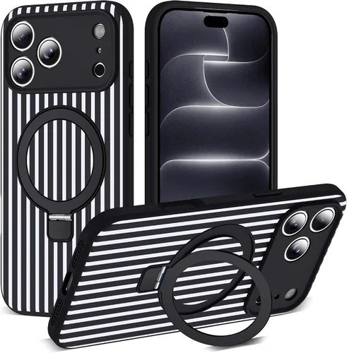 Vista 123 de SKYLMW Funda diseñada para iPhone 11 con soporte magnético invisible Compatible con Mag-Safe, a prueba de caídas de grado militar, a prueba de Negro