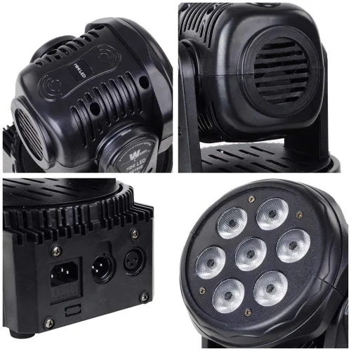 Vista 4 de Luces de cabeza móvil de 60 W, 6 IN1, DMX-512, 16/18 canales, iluminación de escenario, foco activado por sonido, RGBW+ámbar+UV para fiesta, KTV