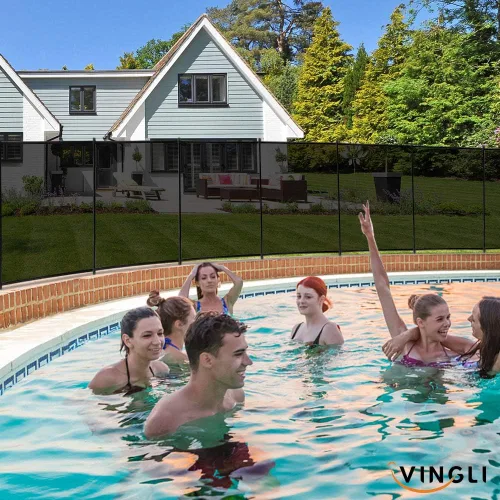 Vista 9 de VINGLI Valla de seguridad para piscina de 4 pies x 12 pies, negra, valla para piscina enterrada