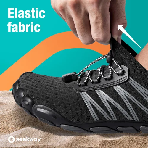 Vista 4 de SEEKWAY - Zapatos para usar en agua para adultos, unisex, tipo calcetín, de secado rápido, que brindan sensación de pies descalzos para la playa