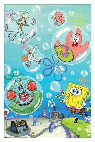 Vista 10 de Trends International Nickelodeon Spongebob Squarepants - Póster de burbujas de pared, 14.725 x 22.375 pulgadas, versión con marco de madera tipo