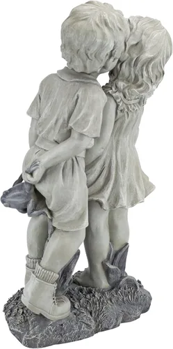 Vista 3 de Jóvenes novios: estatua de jardín de niños besando