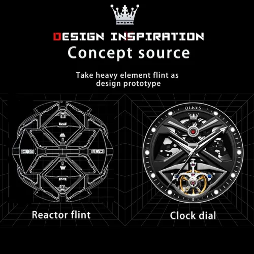 Vista 5 de OLEVS Watches for Men Skeleton Automatic Mechanical Watches Self Winding Waterproof Dress Mens Watches Fashion Business Luminous Male Wrist Watches