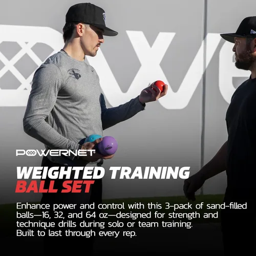 Vista 4 de PowerNet Power Plyometrics - Balón de entrenamiento de 16, 32 y 64 pesos, relleno de arena, aumenta la velocidad, codificado por colores, ideal