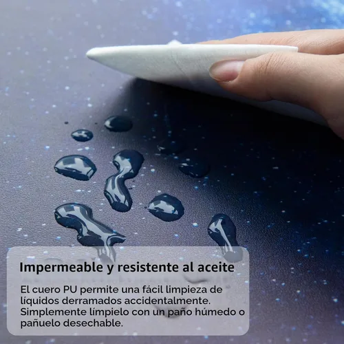 Vista 3 de Qiyi Alfombrilla de escritorio, grande, de mouse, vía láctea, decoración, piel sintética impermeable, protector para oficina, hogar, trabajo