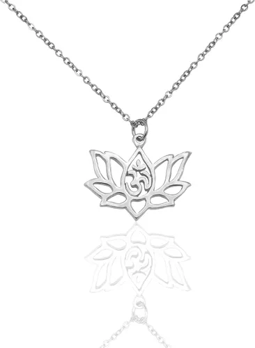 Vista 2 de quan jewelry Collar con colgante de flor de loto de yoga con símbolo Om, ideas de regalos de feliz cumpleaños para mamá, hija, mujer, con cita