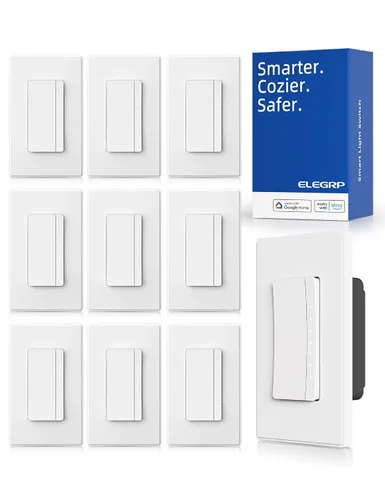 Vista 6 de ELEGRP Atenuador de luz inteligente DPR30, interruptor de atenuación WiFi de 2,4 GHz compatible con Alexa y Google Assistant, de un solo polo/3