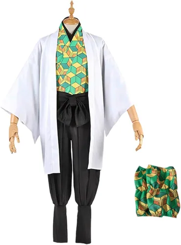 Vista 3 de Cosplay Demon Slayer Kimetsu No Yaiba Sabito Party Costume Kimono Set