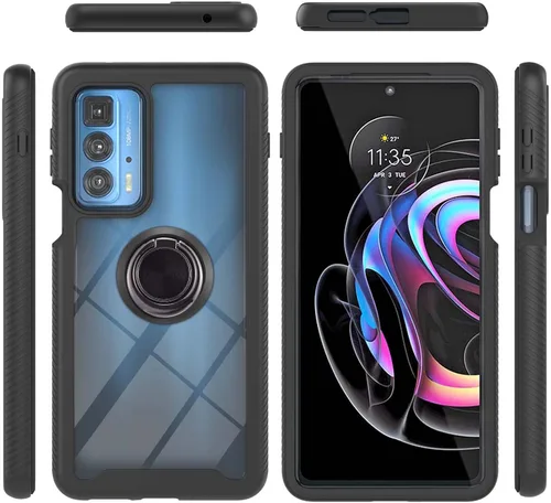 Vista 64 de Funda compatible con Xiaomi Poco X3 NFC, compatible con Xiaomi Poco X3 Pro/Poco X3 Ring Stand 3 en 1, color negro