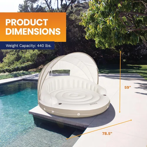 Vista 3 de INTEX 58292EP Canopy Island Flotador inflable para piscina: cómoda superficie de descanso - portavasos integrados - Parasol desmontable - Capacidad