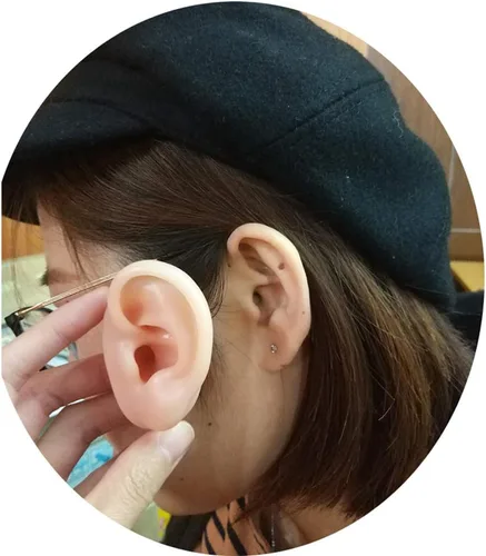 Vista 2 de Modelo de oreja de silicona suave para audífono 1:1 modelo de oreja humana modelo de simulación, accesorios de exhibición de herramientas de 1 pieza