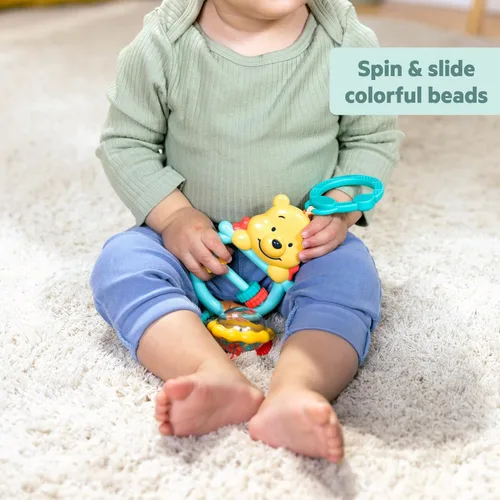 Vista 3 de Bright Starts Disney Baby Winnie The Pooh Juguete de Actividad Oso Ocupado, Juguete de Cochecito Unisex, Recién Nacidos en Adelante