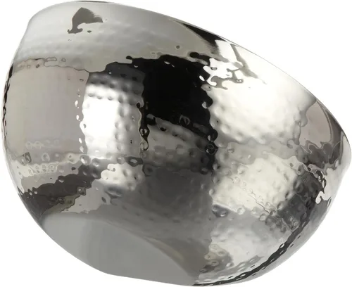 Vista 4 de Elegance Hammered - Cuenco para servir de doble ángulo de acero inoxidable de 6 pulgadas, color plateado