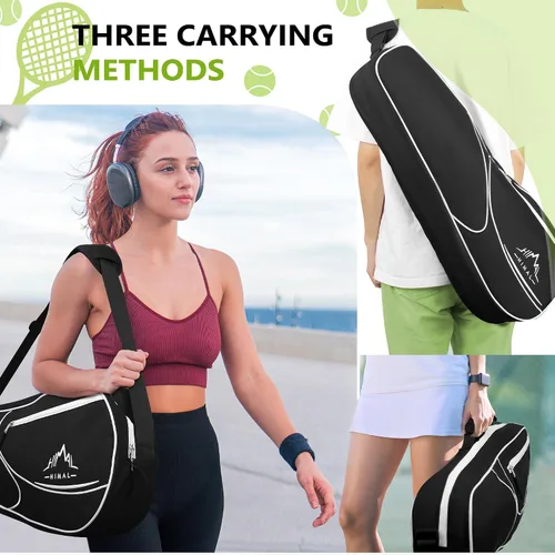 Vista 7 de Bolsa de Tenis Himal para 3 Raquetas con Almohadilla Protectora, Bolsa de Raqueta de Tenis para Hombres y Mujeres, Entusiastas del Deporte de Todas