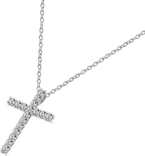 Vista 7 de Amazon Essentials Collar con colgante de cruz de plata esterlina chapada en platino o oro con elementos infinitos de circonitas, 18 pulgadas