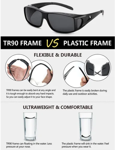 Vista 41 de Night Vision Driving Glasses for Men & Women - Polarized Anti Glare Fit Overs with Wrap-Around HD Yellow Lens