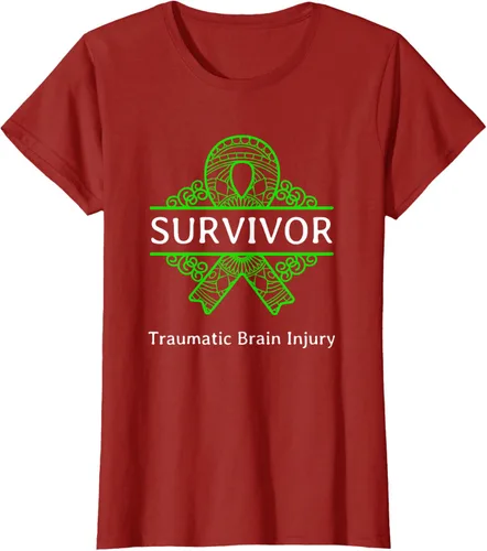 Vista 30 de Camiseta de concientización traumática con cinta verde para supervivientes de lesiones cerebrales, Negro, S
