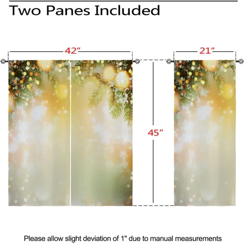 Vista 5 de Cortinas opacas de Navidad para niñas y niños, decoración del hogar, decoración navideña, árbol de acebo, estrella, Navidad, ojales, cortinas